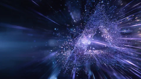 AI-powered Visualisierung mit dynamischen Partikeln und futuristischem Design